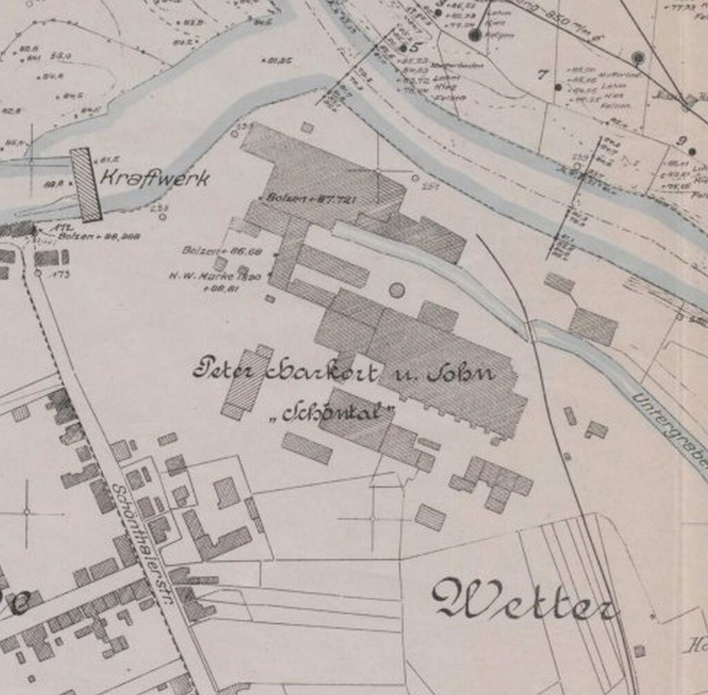 Betriebsgelände im Schöntal bei Wetter im Jahre 1919
