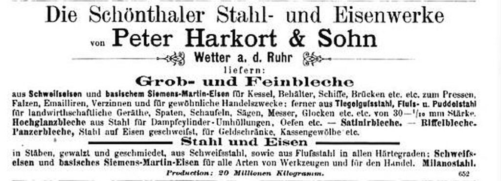 Werbeanzeige in der Zeitschrift "Stahl und Eisen" von 1894
