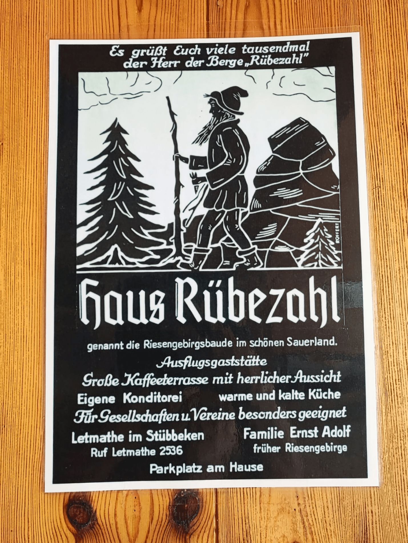 Werbeplakat von Haus Rübezahl in Stübbeken